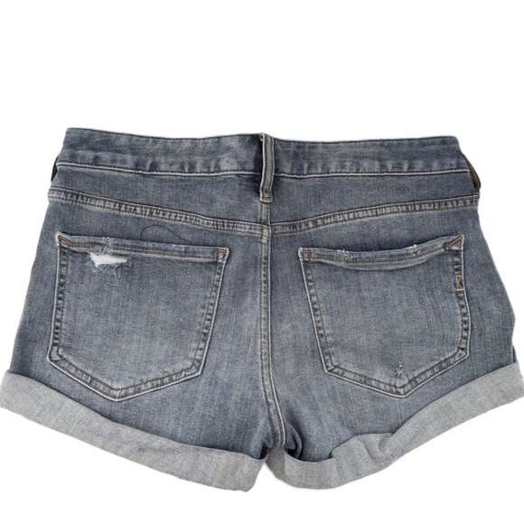 Express Stretch Performance Distressed Denim Shortie Relaxed Low Rise SZ 4 - Picture 2 of 8